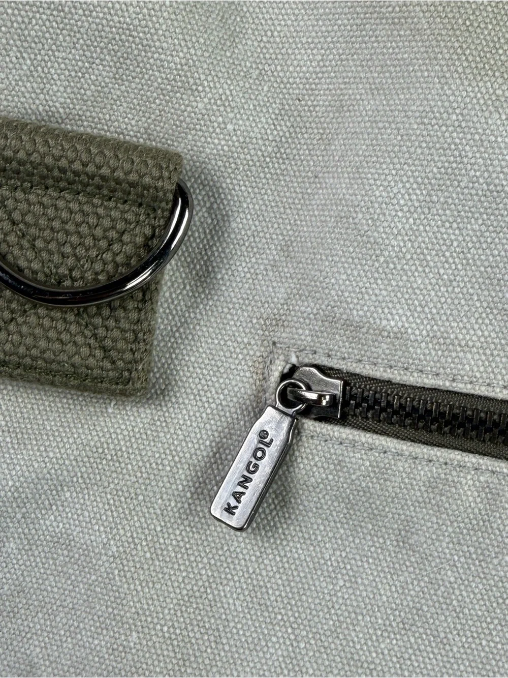 Kangol Canvas Tan and Olive Green Canvas Folding Messenger Bag Adjustable Strap
